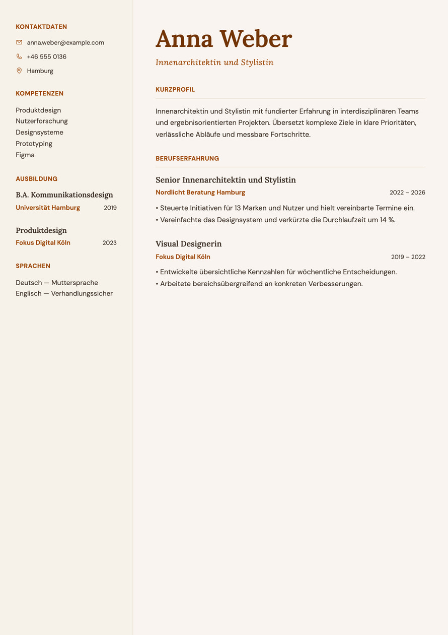 Artisan Lifestyle resume preview