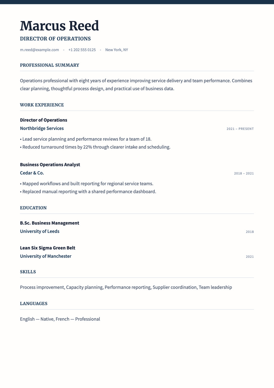 Executive Ledger resume preview