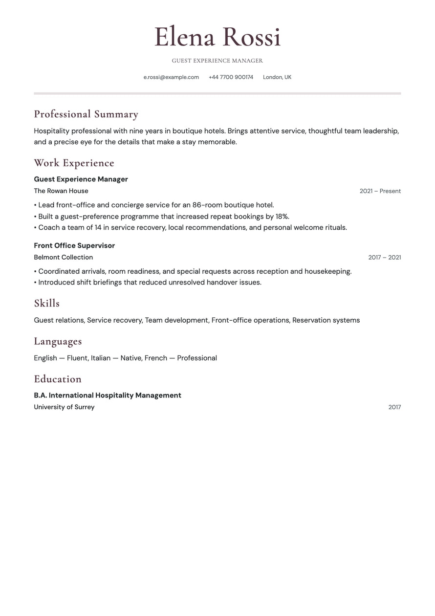 Maison resume preview