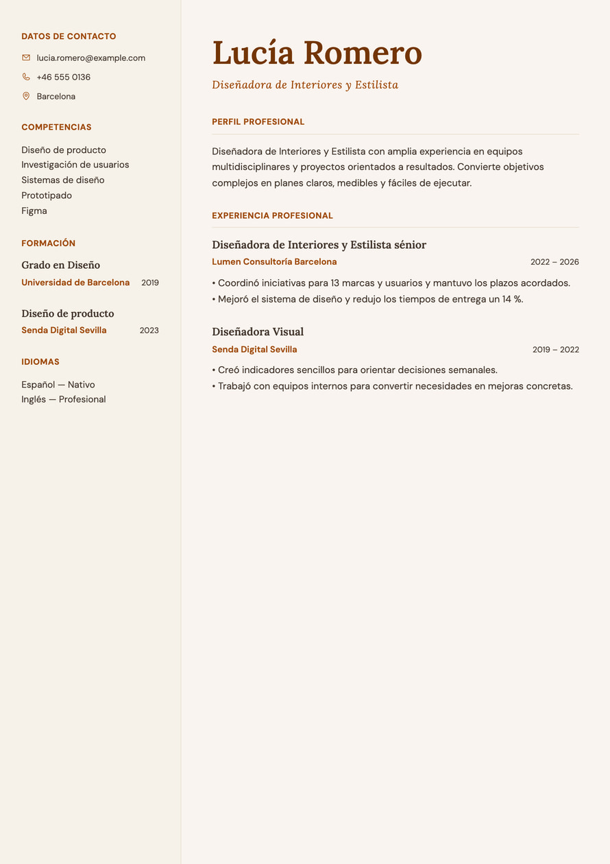 Artisan Lifestyle resume preview
