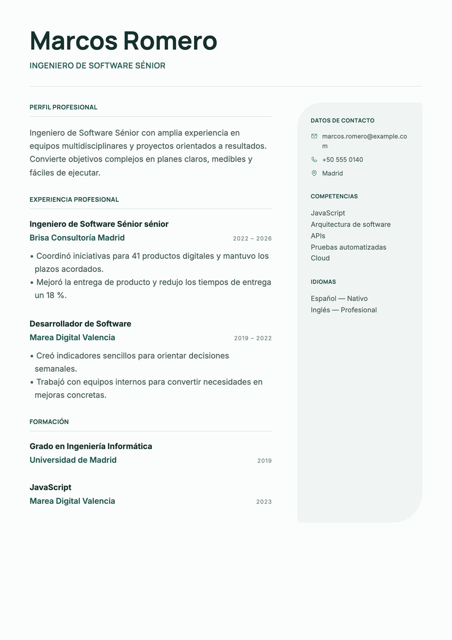 Nordic Right Rail resume preview