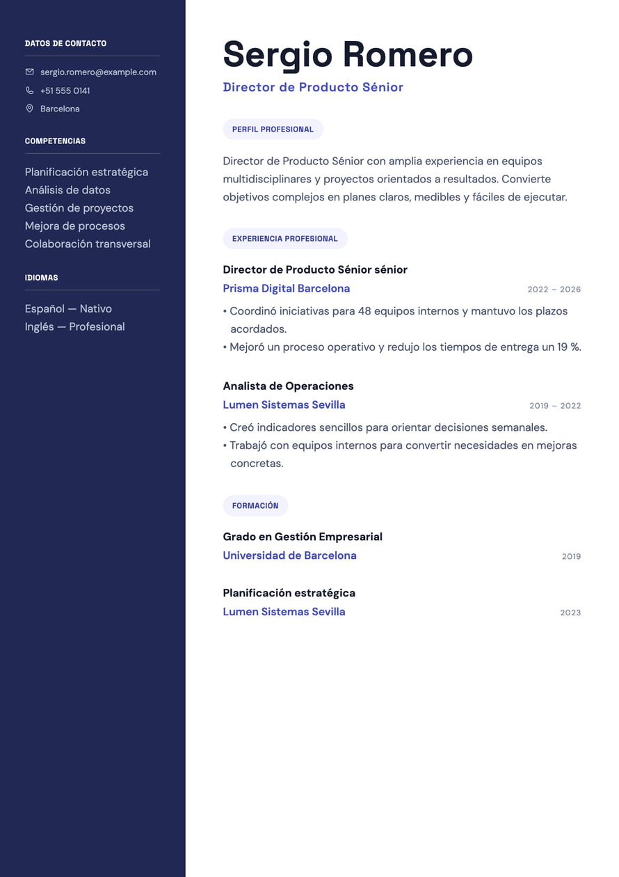Product Strategy resume preview