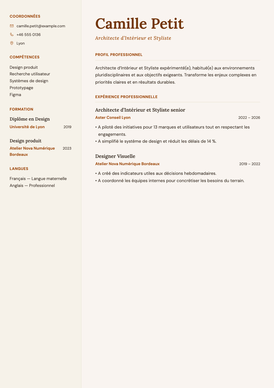 Artisan Lifestyle resume preview