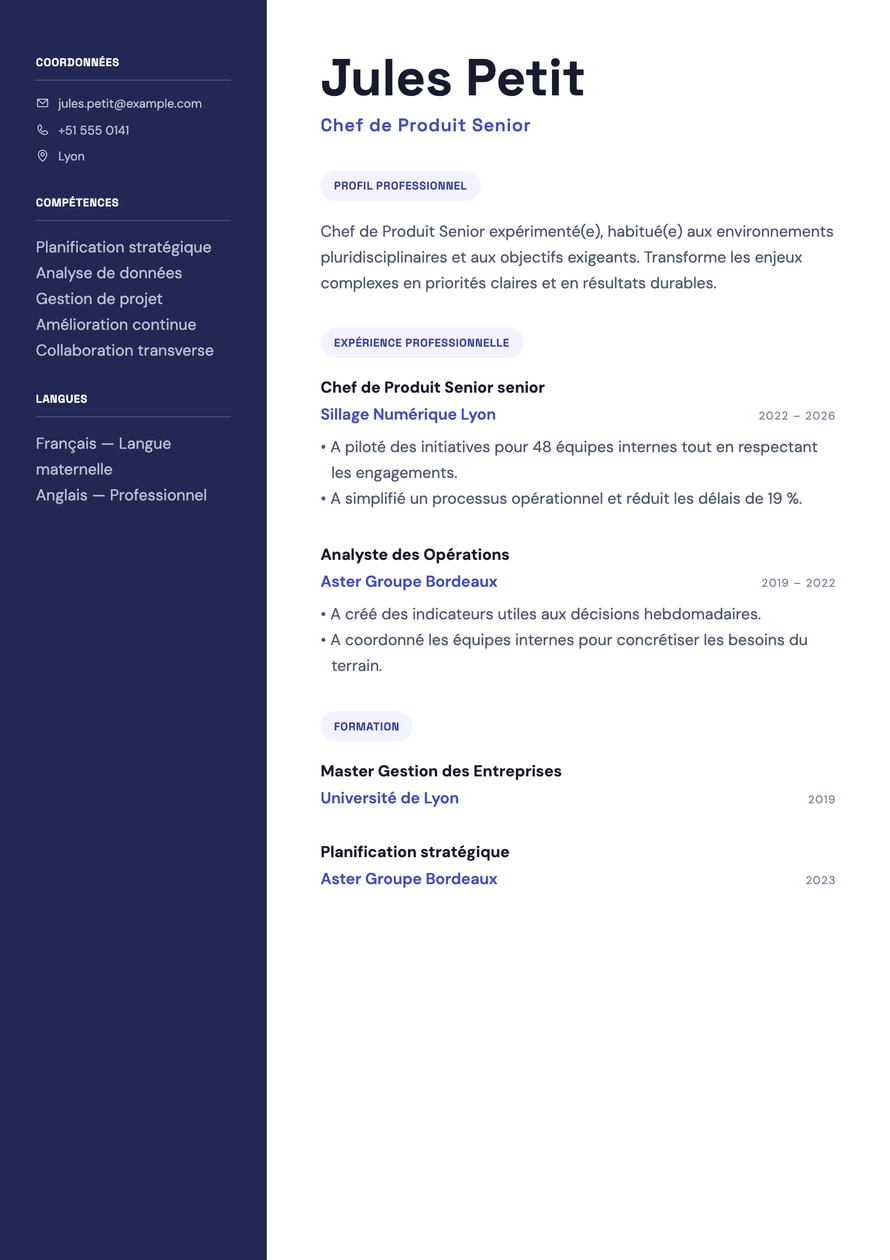 Product Strategy resume preview