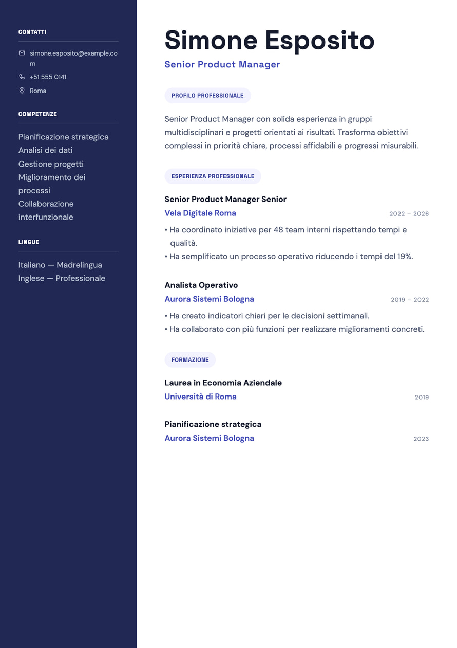 Product Strategy resume preview