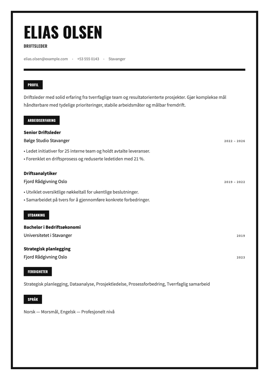 Monochrome Frame resume preview