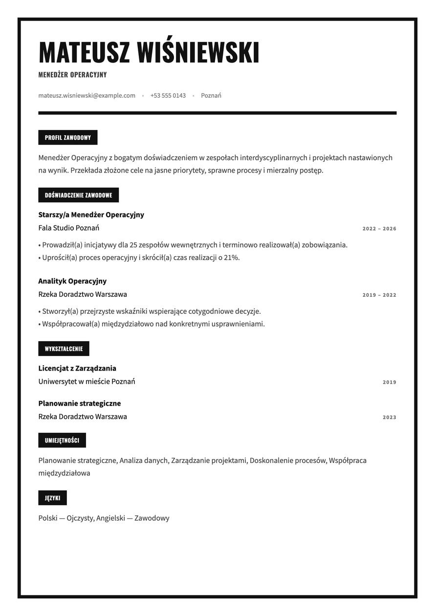 Monochrome Frame resume preview