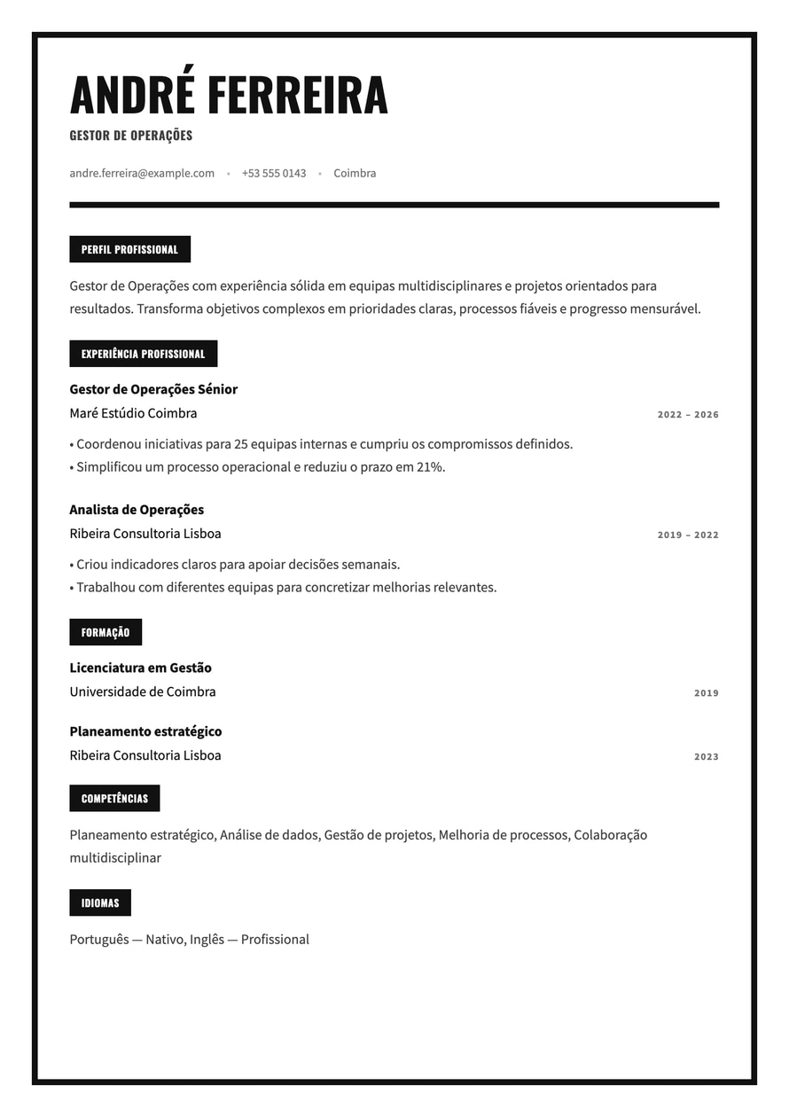Monochrome Frame resume preview