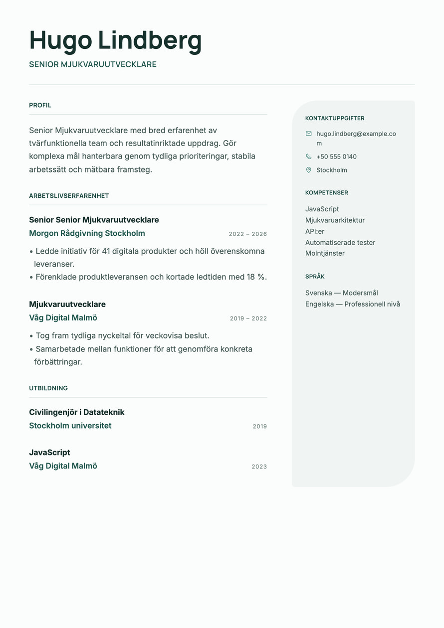 Nordic Right Rail resume preview